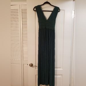 ASOS Pleated green maxi dress, Size 0.